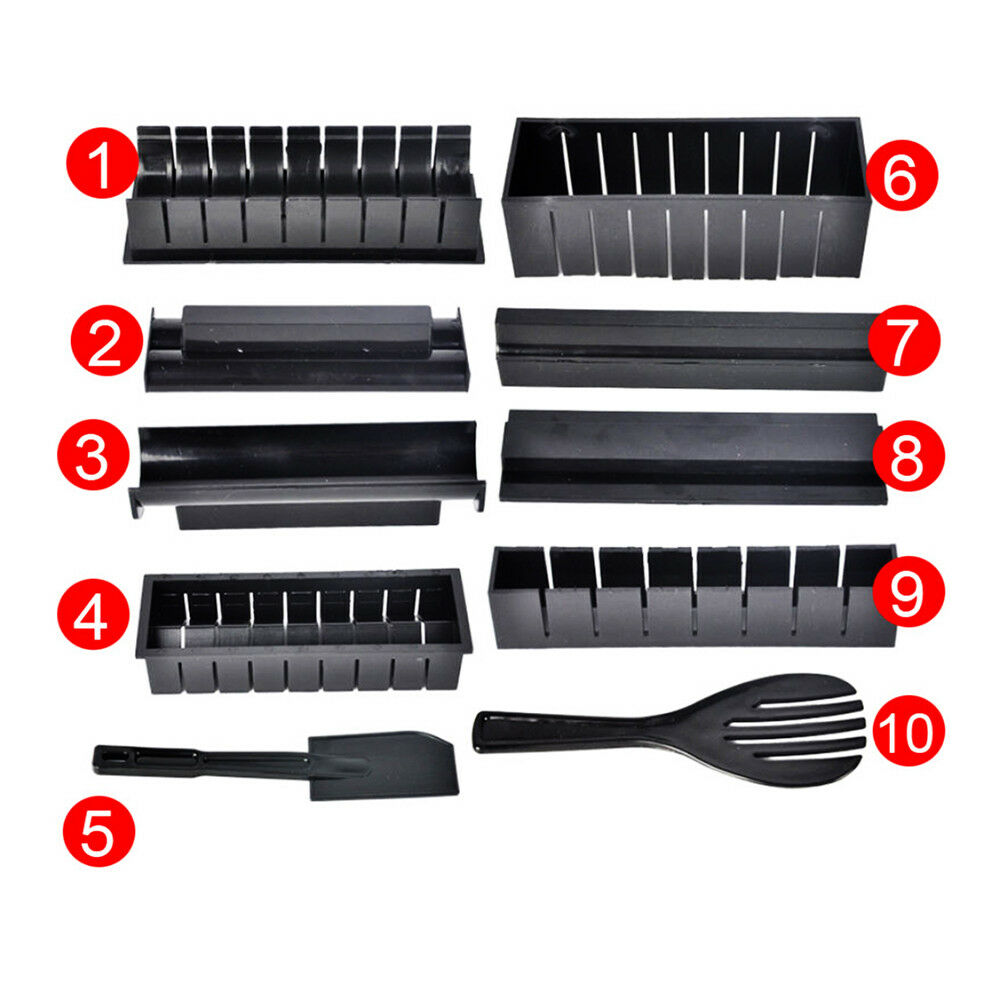 10 in 1 Sushi Maker Kit Rice Roll Mold Kitchen DIY Easy Chef Mould Roller Cutter