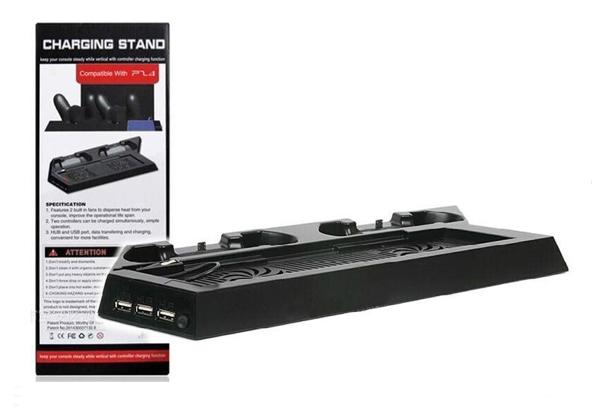 Brand New Dual Cooling Fan Charging Dock Station for PS4 with 3 Port USB HUB