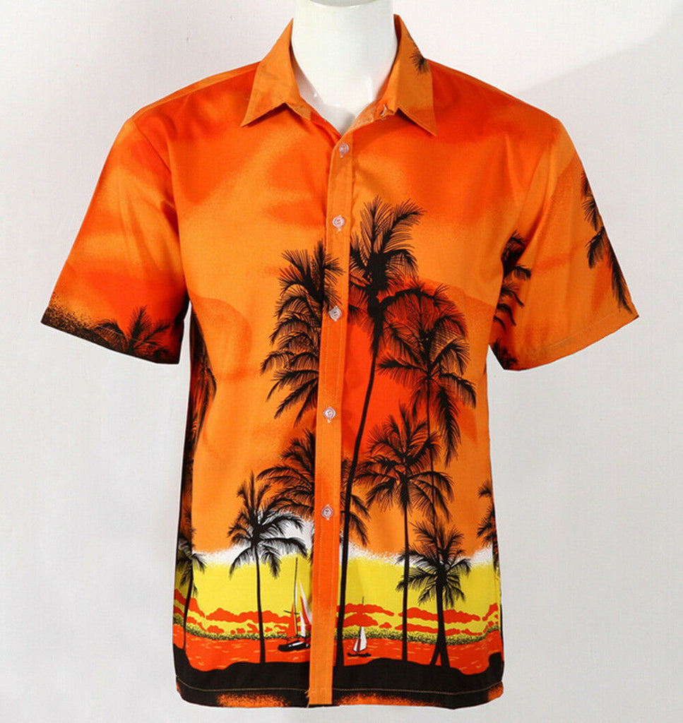 Hot LARGE SIZE Men Aloha Shirt Cruise Tropical Luau Beach Hawaiian Party Palm