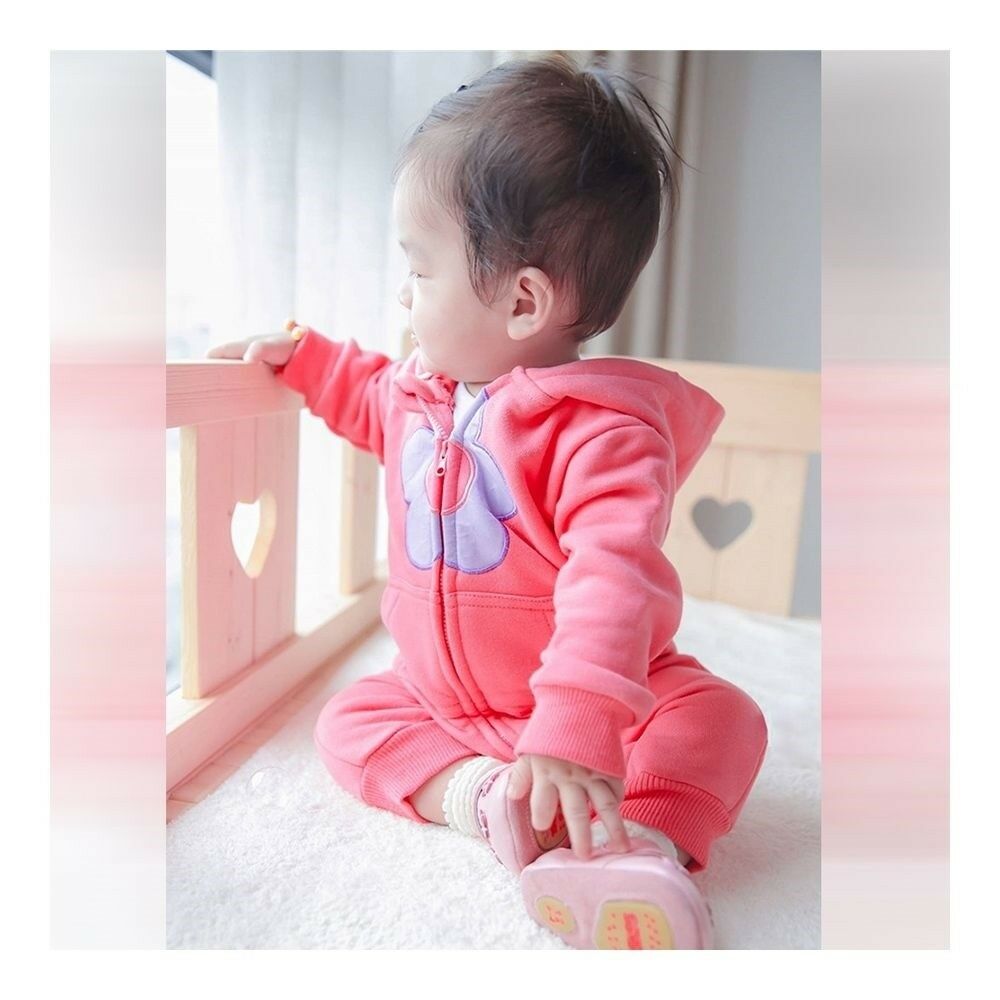 Infant Baby Boy Girl Thick Warm Rompers One-pieces Flower 0-1-2 years old rose 6