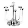 Creative Stainless Steel 6 Hole Wine Glasses Holder Rotatable Cup Stand