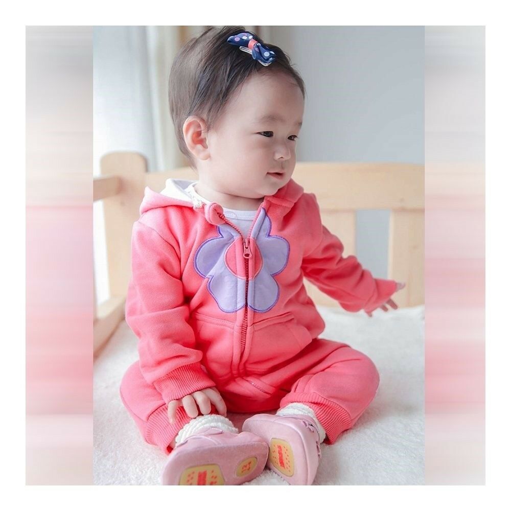 Infant Baby Boy Girl Thick Warm Rompers One-pieces Flower 0-1-2 years old rose 6