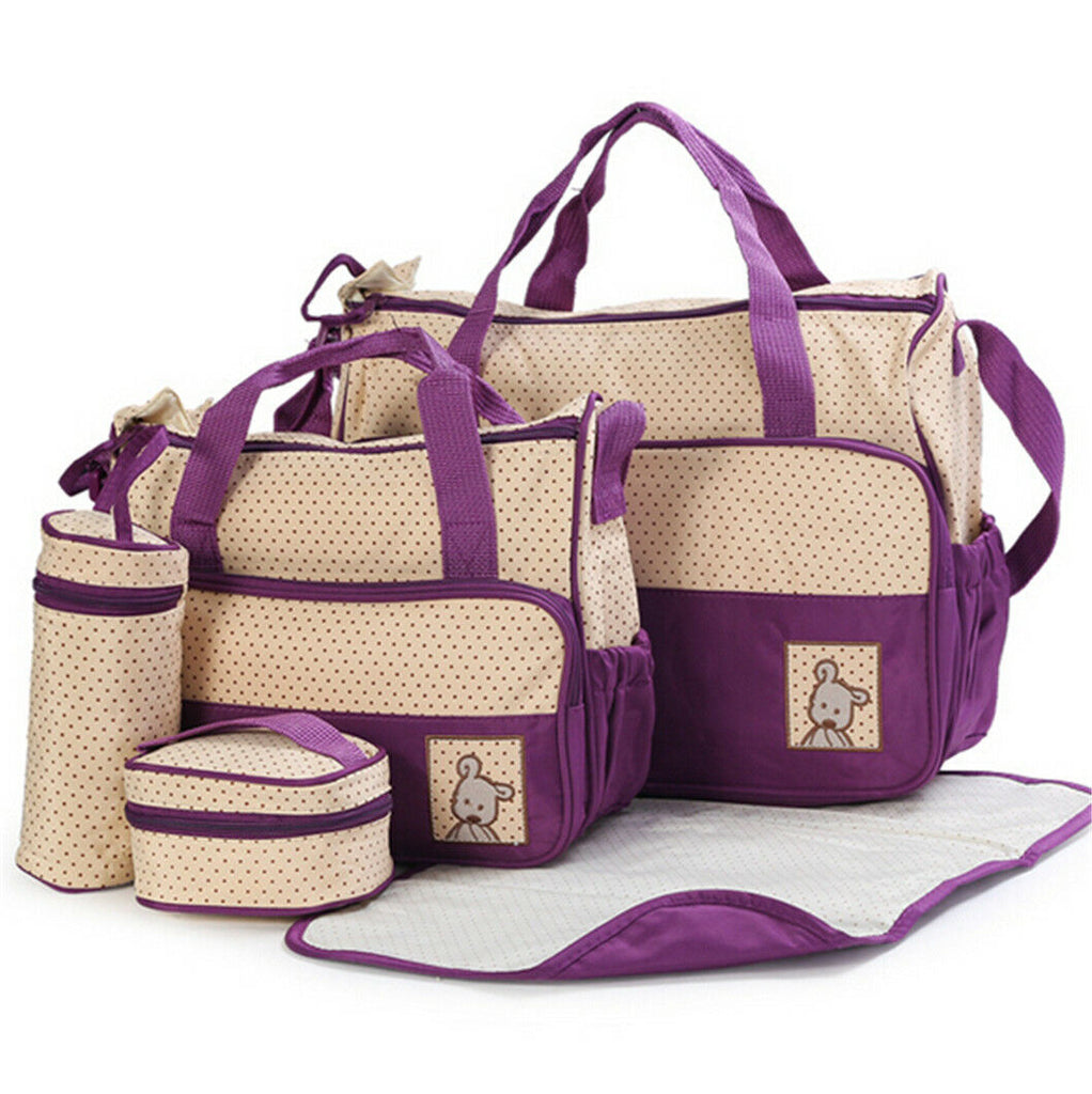 Hot 5pc Baby multifunction Changing Diaper Nappy Mummy Mother Handbag Bags