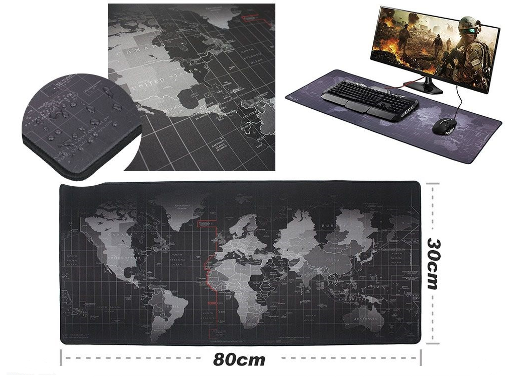 80 X 30cm Large World Map Mousepad Non-Slip Laptop Computer Keyboard Pad Mat