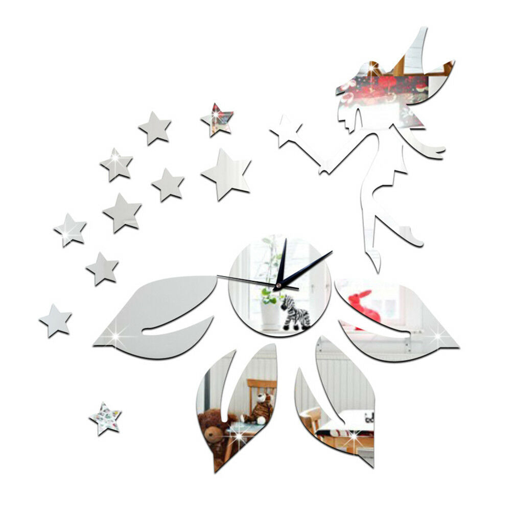 Living Room Mirror Wall Clock DIY Flower Elf Angle