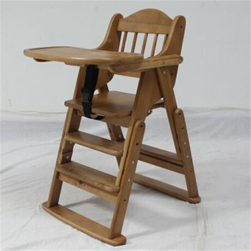 Folding Wooden Baby Highchair High Chair Reclining Booster Seat Recliner Foldabl