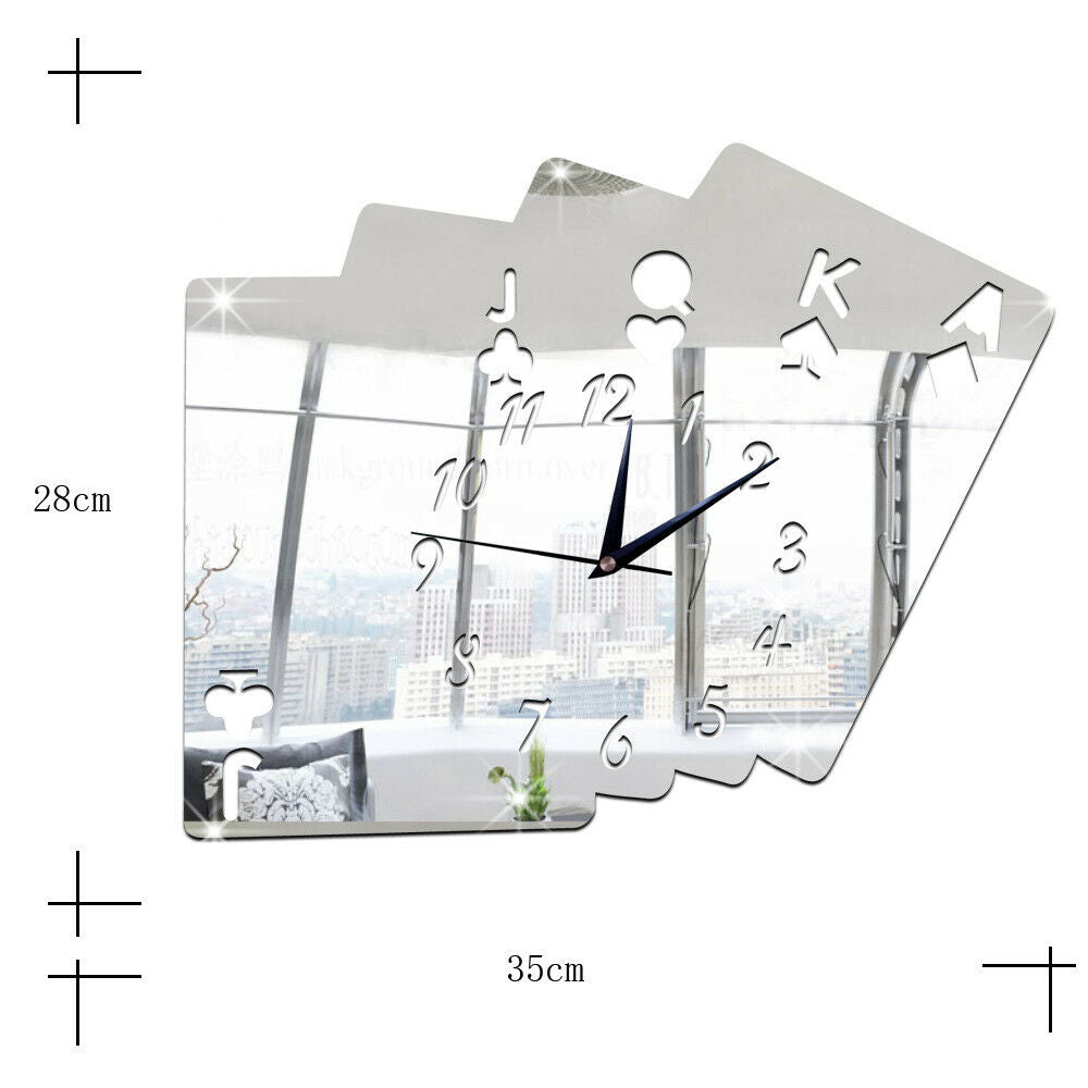 Living Room Wall Clock Creative 3D Poker Digit Sticking
