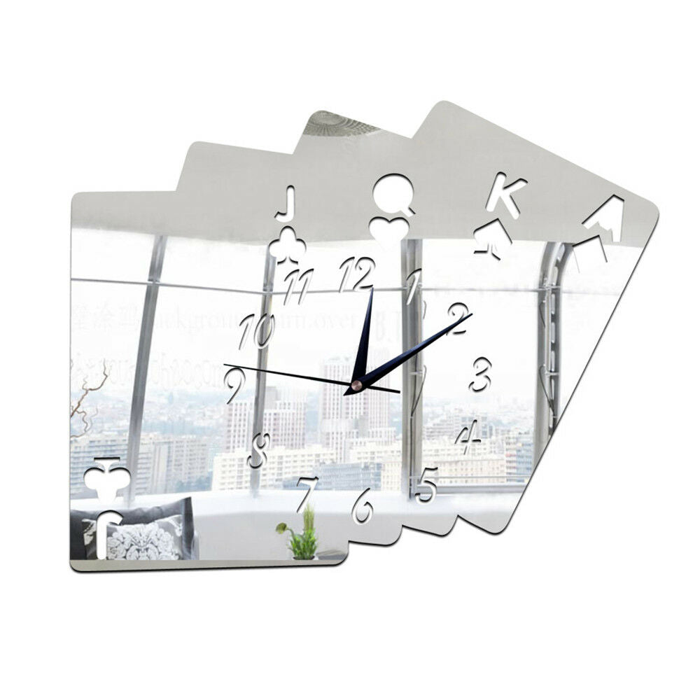 Living Room Wall Clock Creative 3D Poker Digit Sticking