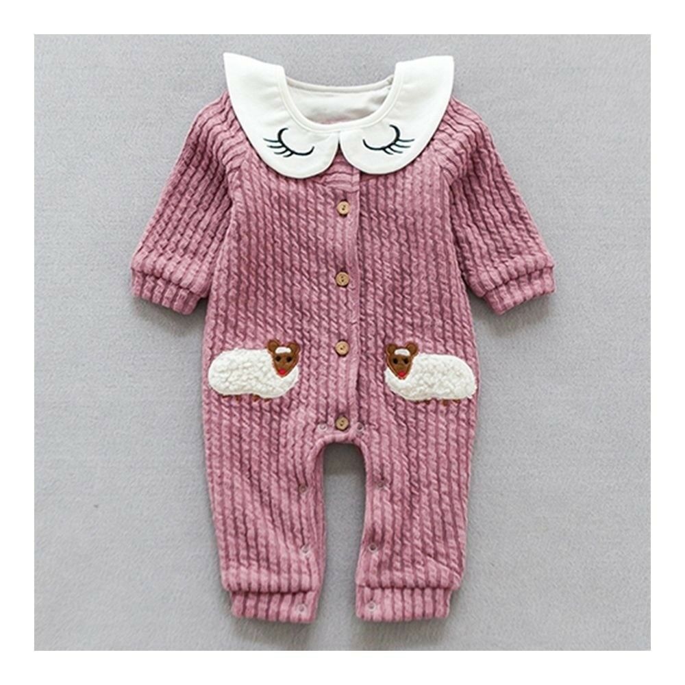 Infant Baby One-pieces Boy Girl Thick Warm 0-1-2 years old :red coffee(rose) 66c