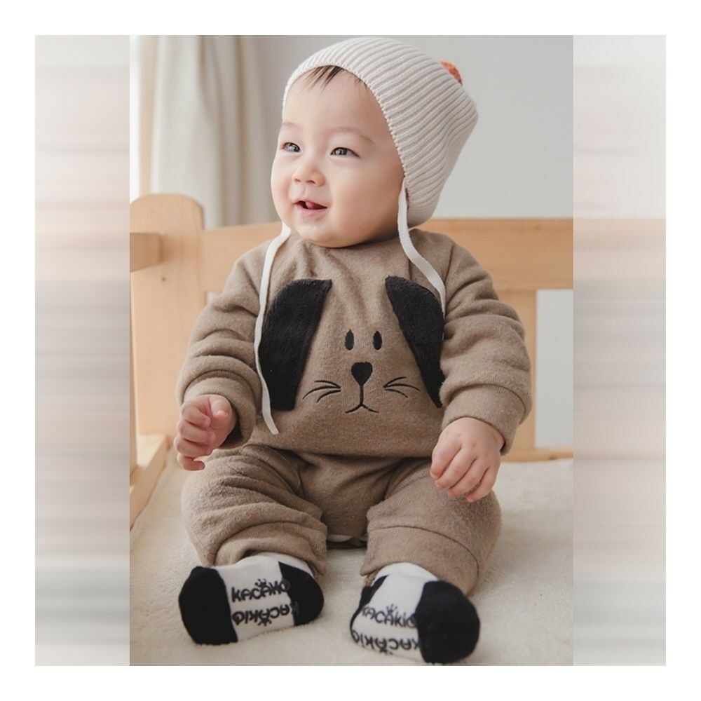 Infant Baby Boy Girl Thick Warm Rompers One-pieces Puppy Pattern 0-1-2 years old