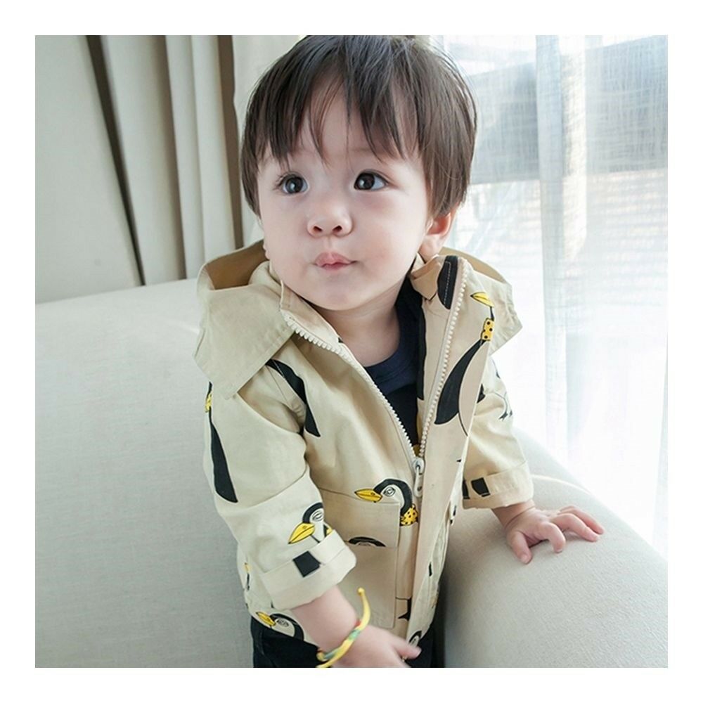 Infant Baby Boy Girl Cartoon Zipper Coat apricot 66cm