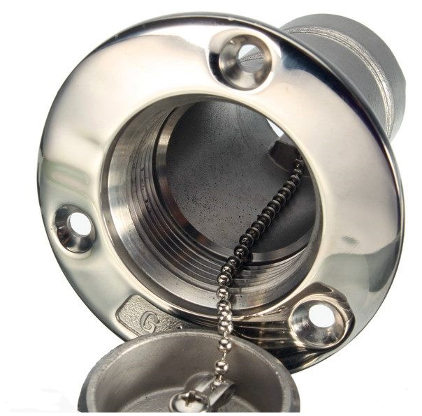 Boat Deck Fill / Filler Keyless Cap -1 1/2"- Fuel Marine 316 Stainless Steel