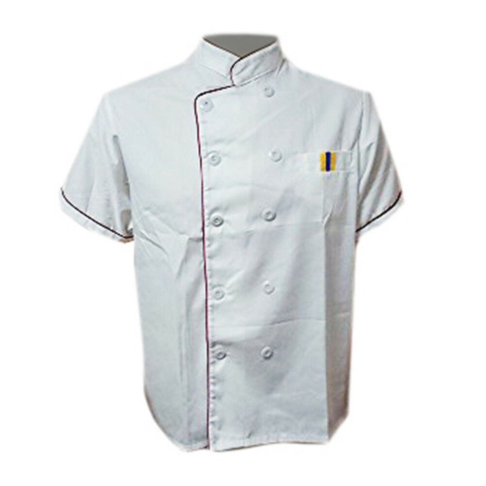Kitchen Cooker Working Uniform Chef Waiter Waitress Coat Jacket Short Sleeve
