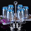 Creative Stainless Steel 6 Hole Wine Glasses Holder Rotatable Cup Stand