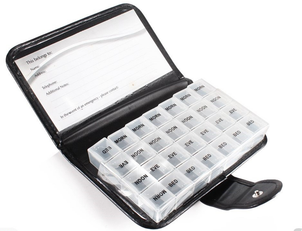 Weekly Pill Case Organizer Travel PU leather