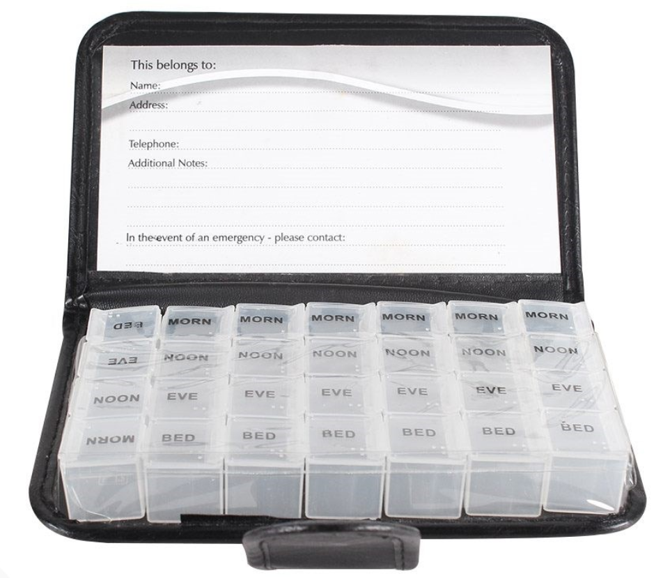 Weekly Pill Case Organizer Travel PU leather