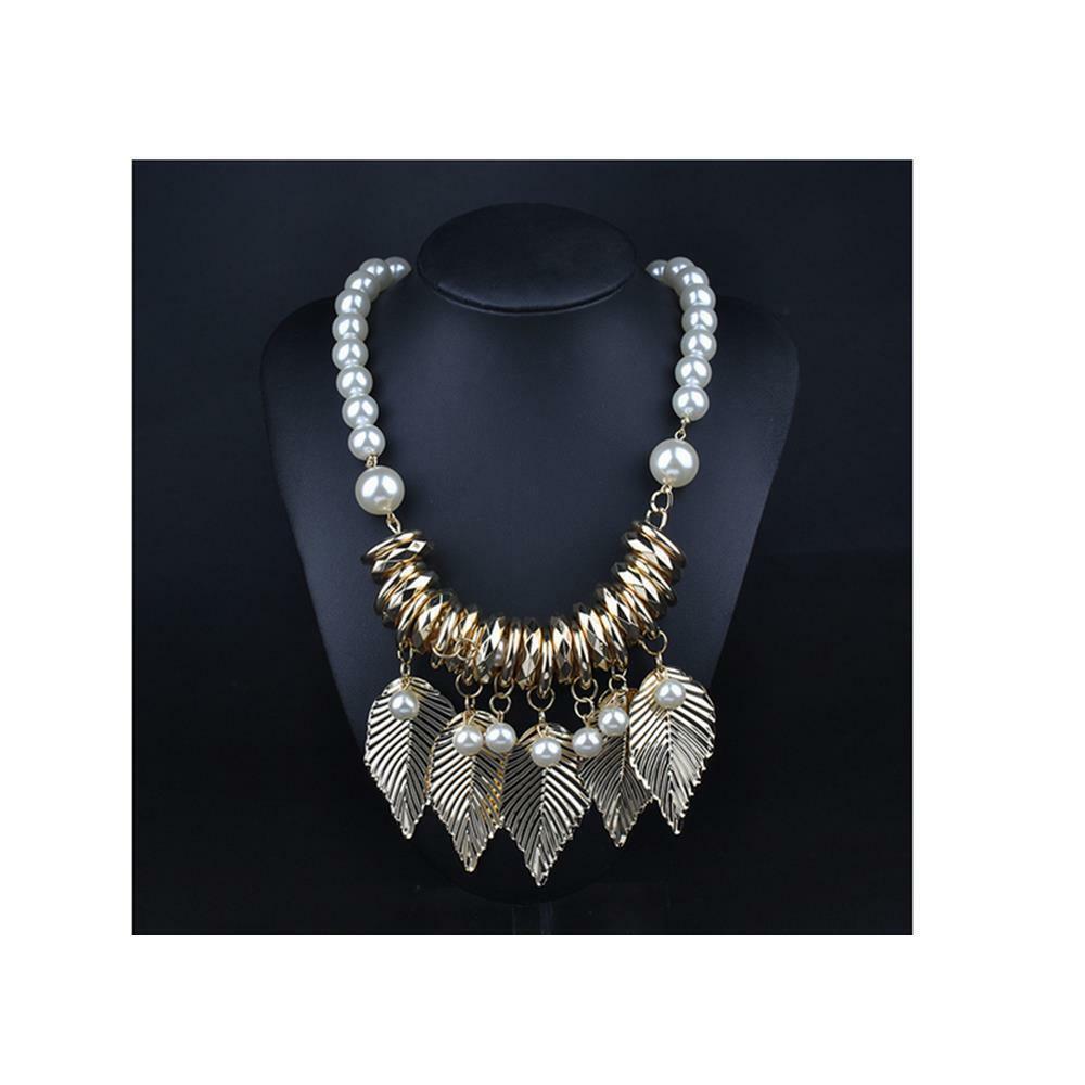 Fashionalbe Nexklace  Pearl Tassel Golden Leaf   Woman Necklace