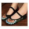 Old Beijing Cloth Embroidered Shoes Flat Casual  black