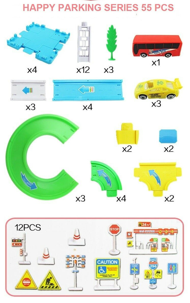 DIY children puzzle assembled three-track car simulation model toy car park suit