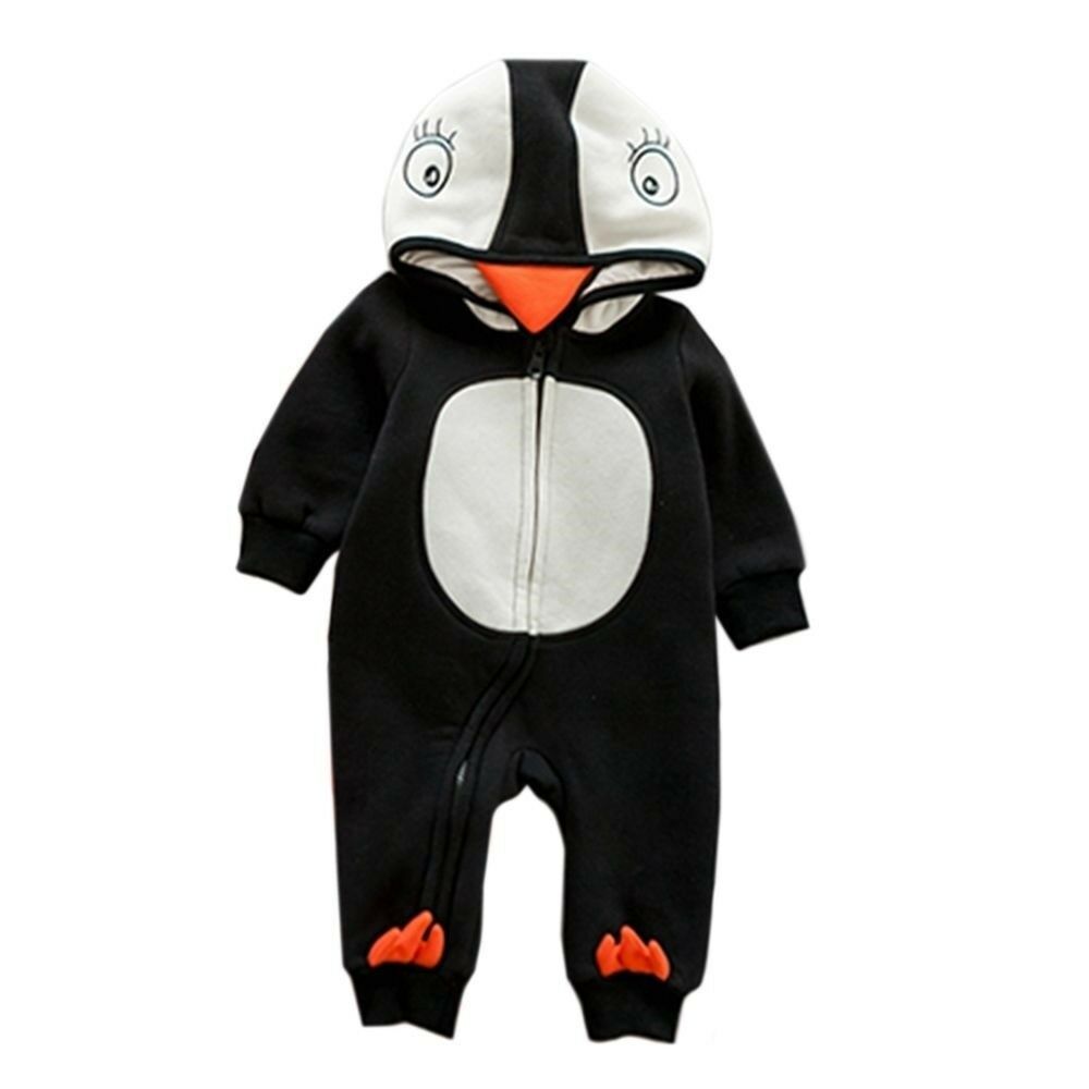 Infant Boy Girl Baby Thick Warm Penguin OPne-pieces 0-1-2 years old black 66cm