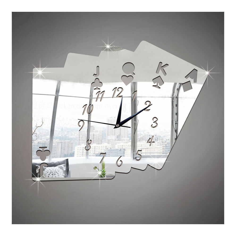Living Room Wall Clock Creative 3D Poker Digit Sticking