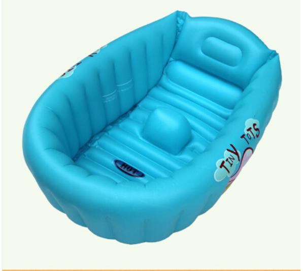 Portable Baby Kid Toddler Infant Bath Tub Inflatable Bathtub Travel Swimmer Blue