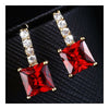 Square Zircon Ear Accessory   gold plated red zircon
