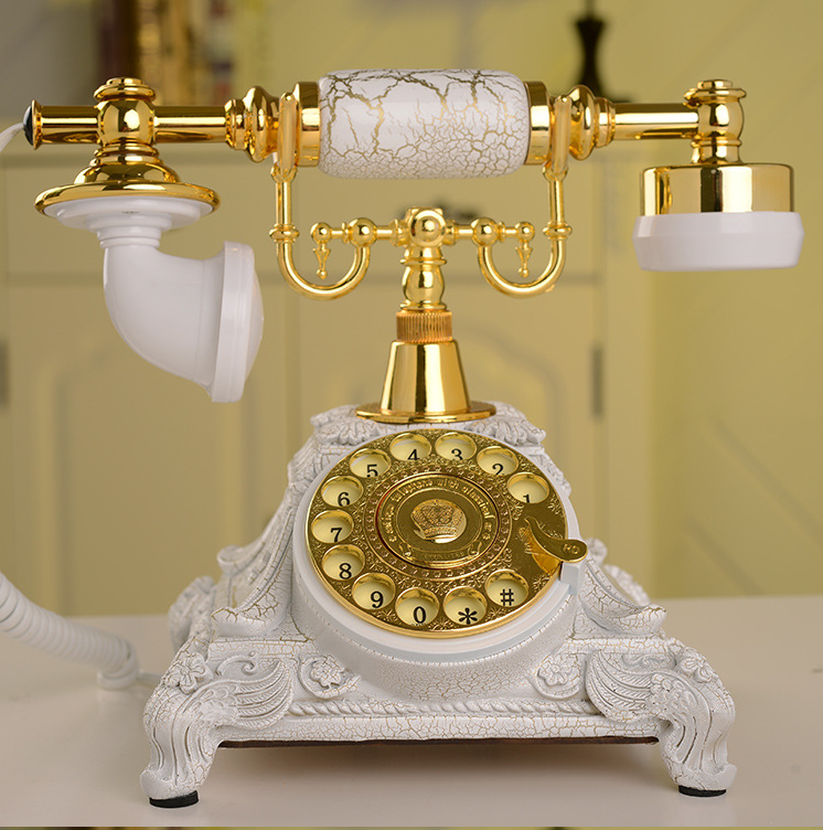 Vintage Antique Retro Rotary Handset Desk Resin Telephone European Style White