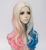 Suicide Squad Harley Quinn 3 Tone Color Wave Curly Cosplay Wig