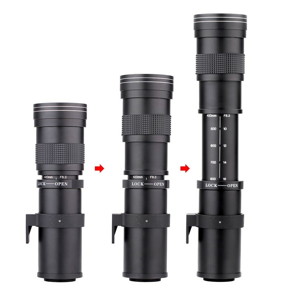Camera 420mm-800mm f8.3-f16 Manual Telephoto Long Lens T Mount for DSLR
