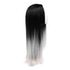 30" 75cm Long Gradient Ramp  Hair Cap Synthetic Wig Black and White Cosplay