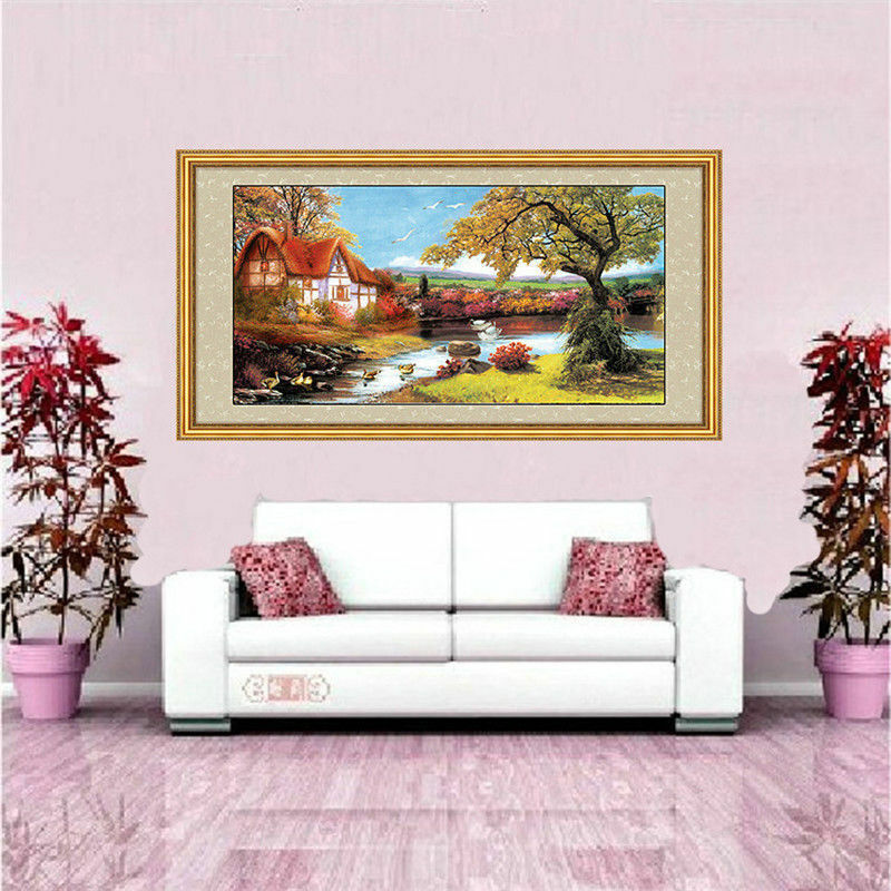 The new round diamond diamond embroidery living room lodge 5D diamond painting