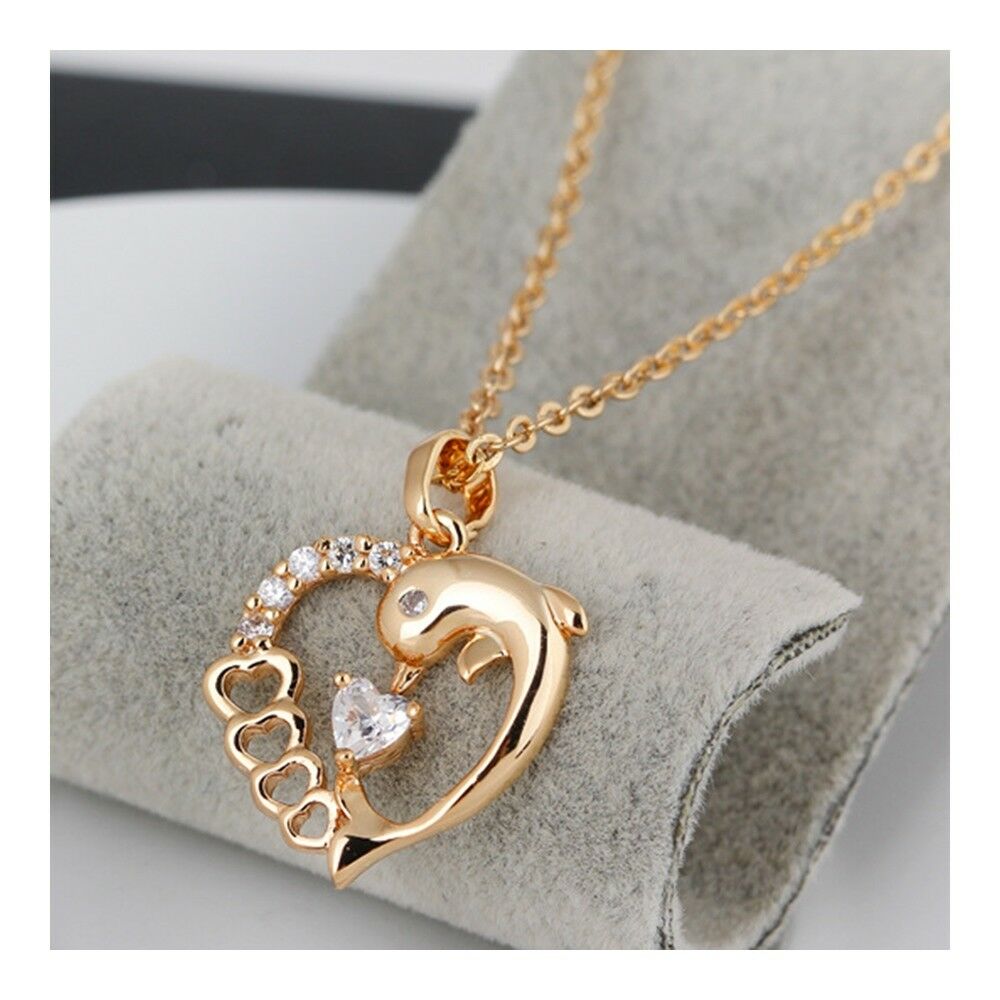 Hollow Heart Shape Dolphin Pendant