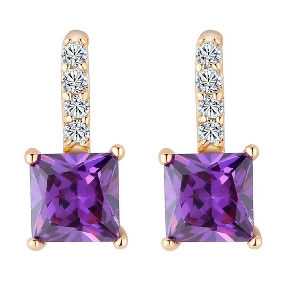 Square Zircon Ear Accessory    gold plated purple zircon