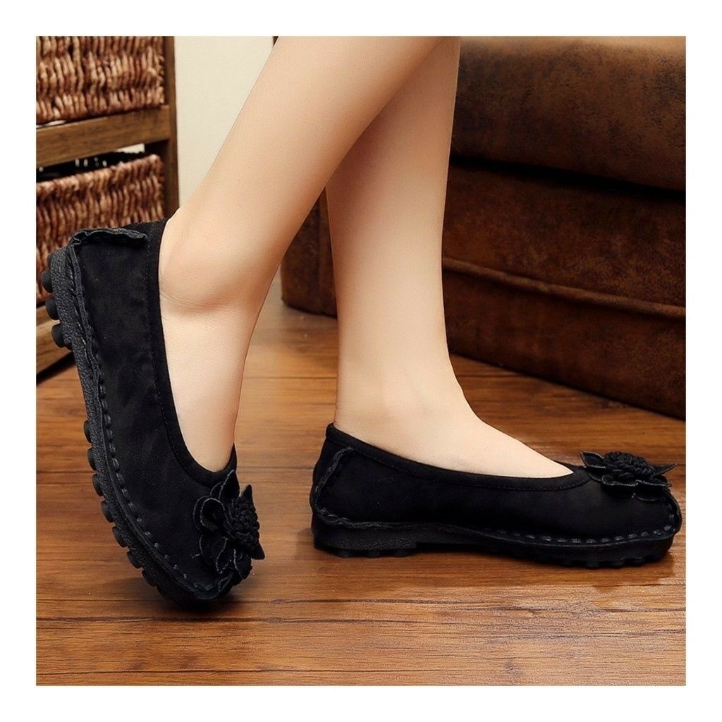 Suede Gommino Causal Women Thin Shoes  black