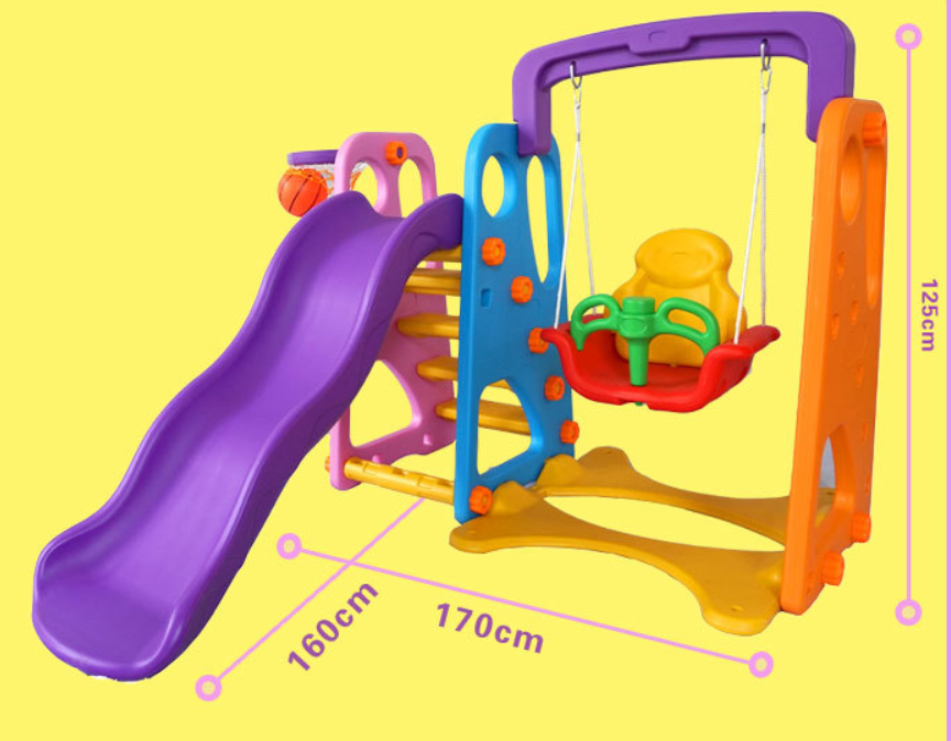 Kids Swing and Slide Basketball Activity Center