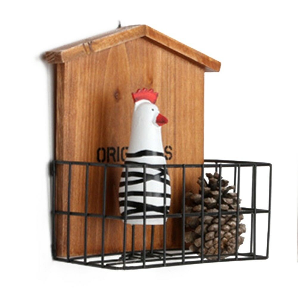 House Shape Iron Storage Basket Wall Decoration