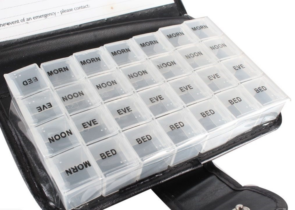 Weekly Pill Case Organizer Travel PU leather