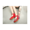 New Beautiful Woman Spring Embroidered Shoes High Heeled Shoes Old Beijing   red