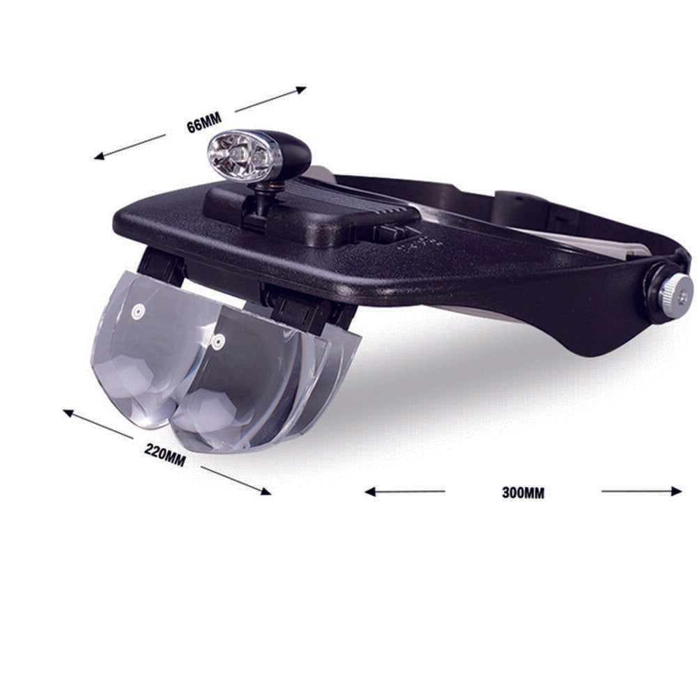 Headband Magnifier Visor Glasses LED Light 4Lens
