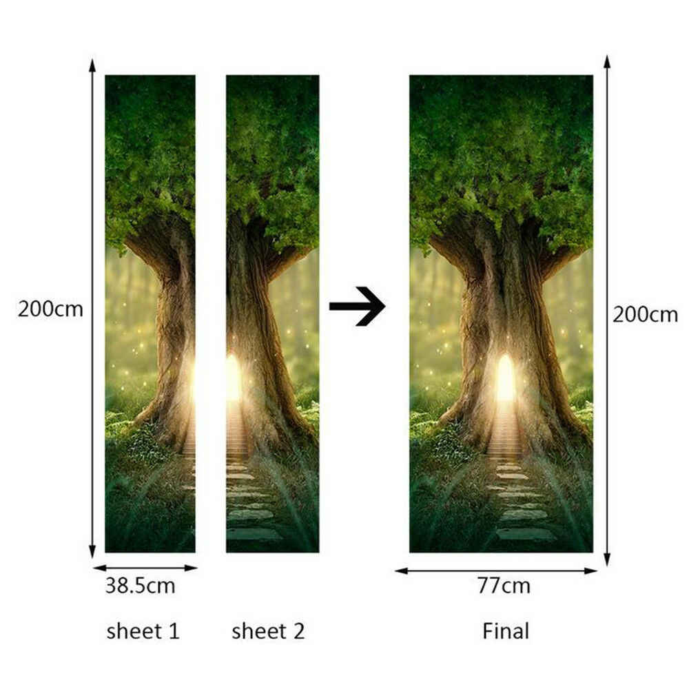 Door Sticker New 3D DIY PVC Waterproof  Door Wall Mural Log Cabin qd054