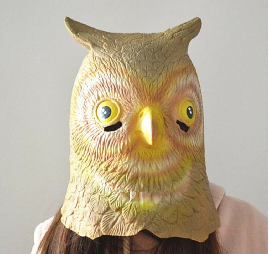 Owl Head Mask Rubber Latex Animal Costume Full head Mask Halloween Costume Fancy