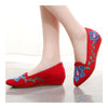 Old Beijing Cloth Embroidered Shoes 5 Petal Flower  red