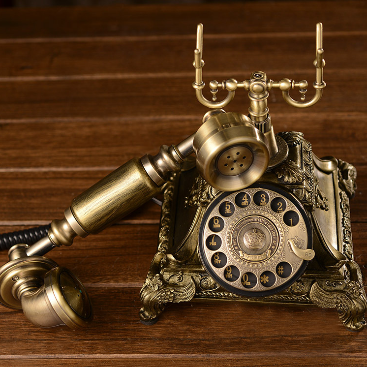 Vintage Antique Retro Rotary Handset Desk Resin Telephone European Style Bronze