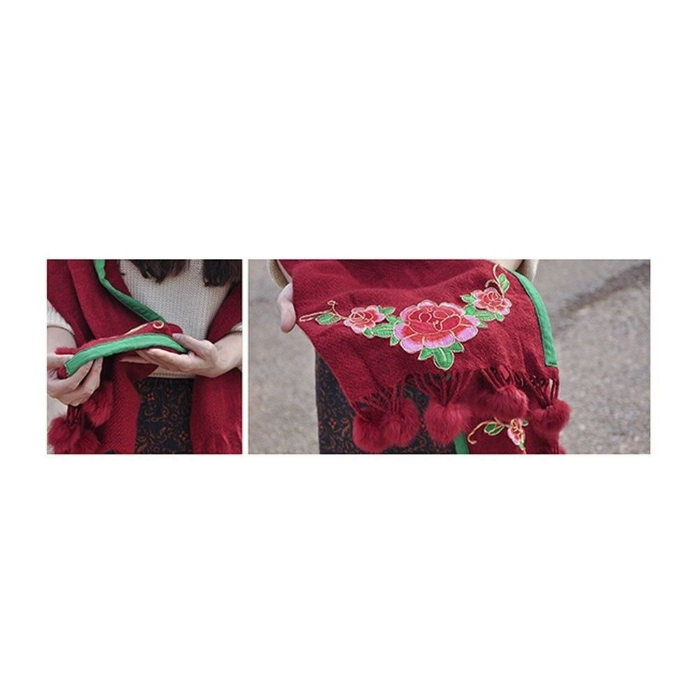 Spring Festival's Gift Literary Cashmere National Style Embroidery Scarf Cotton
