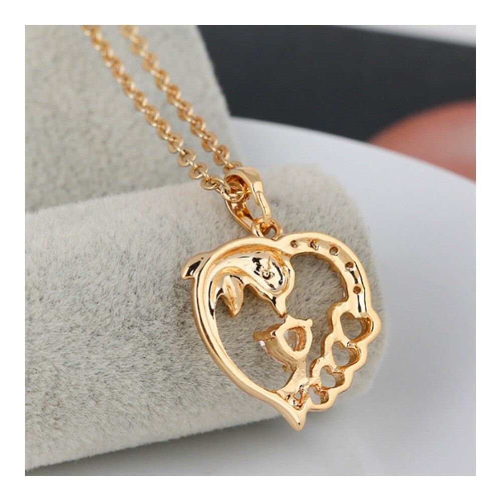 Hollow Heart Shape Dolphin Pendant