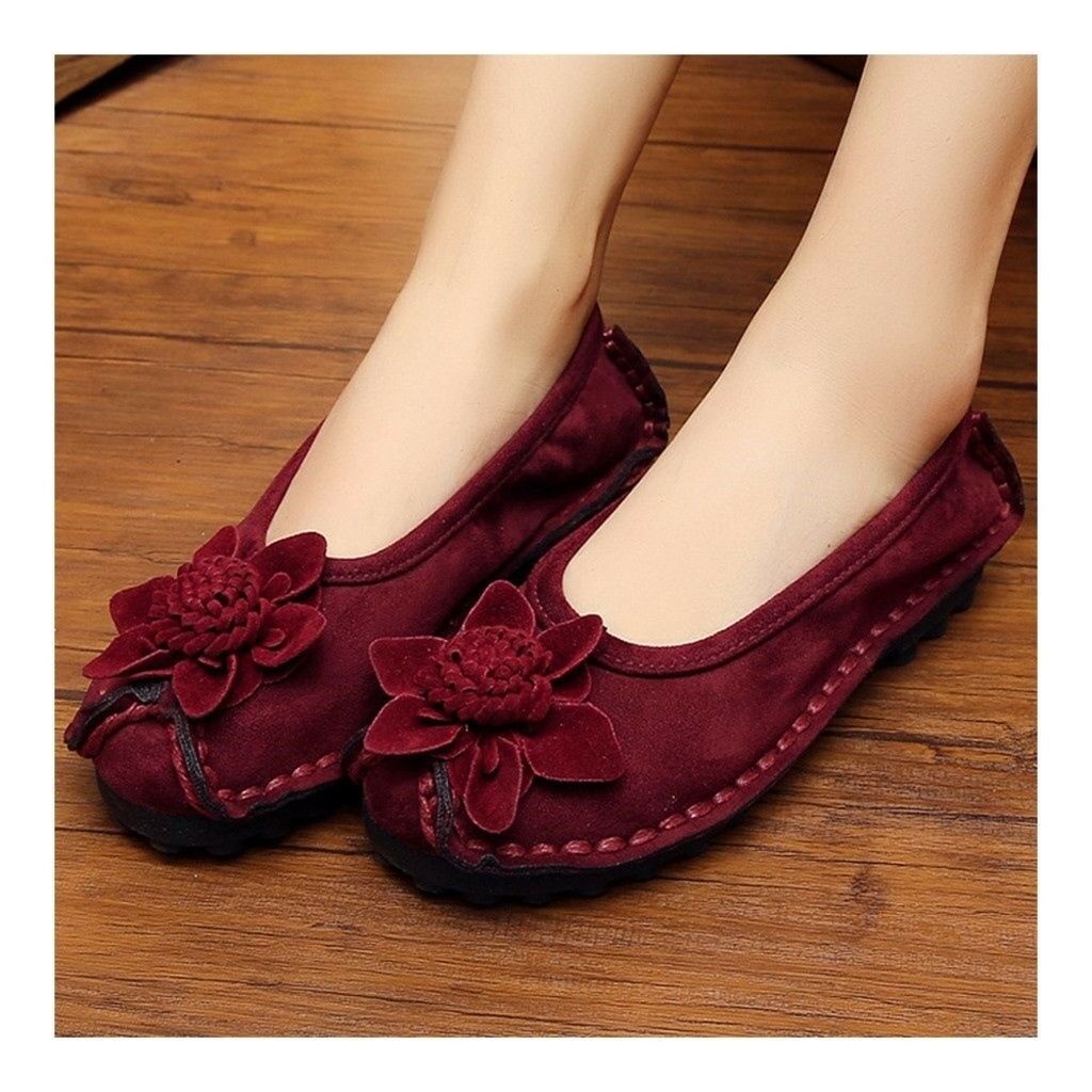 Suede Gommino Causal Women Thin Shoes  wine red