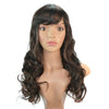 55cm Curly Wavy Wig Tilted Frisette Highlights Black Hair Cap
