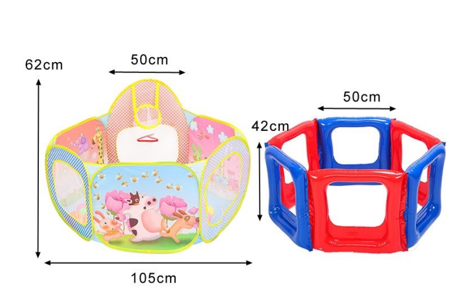6 Panel Safety Playpen Play Center Yard Pop Up Ball Pit Play pen basketball hoop