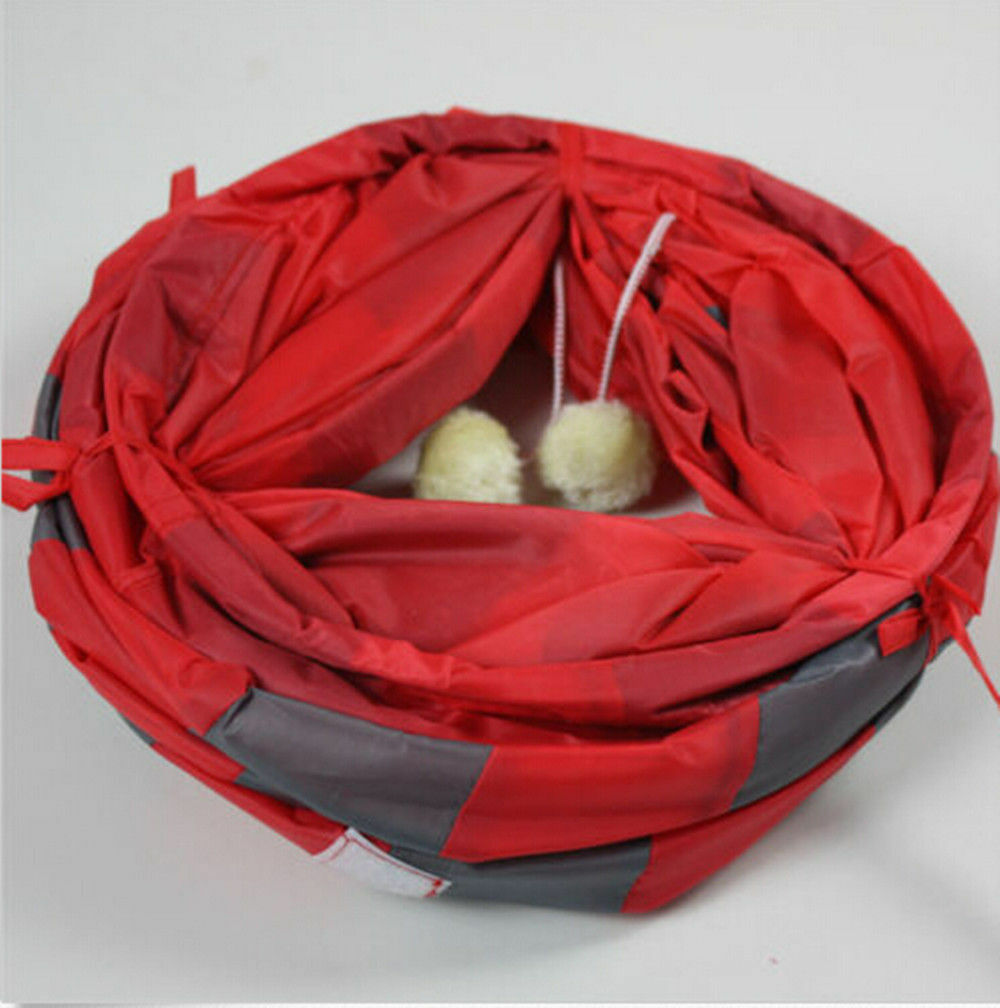 130CM Foldable Cat Pet Tunnel Two holes Play Crinkle Sound Kitten Tube Toy